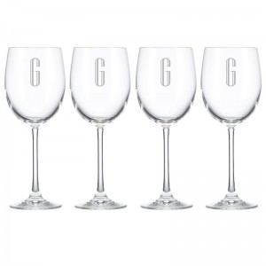 Lenox Charcoal Diamond Tuscany Monogram Chardonnay 12 Oz. White Wine Glass LNX10509
